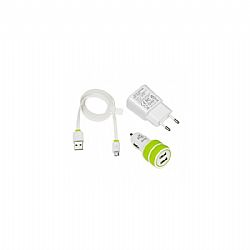iBox 3in1 Dual USB Car/Home Charger 2.1A micro USB